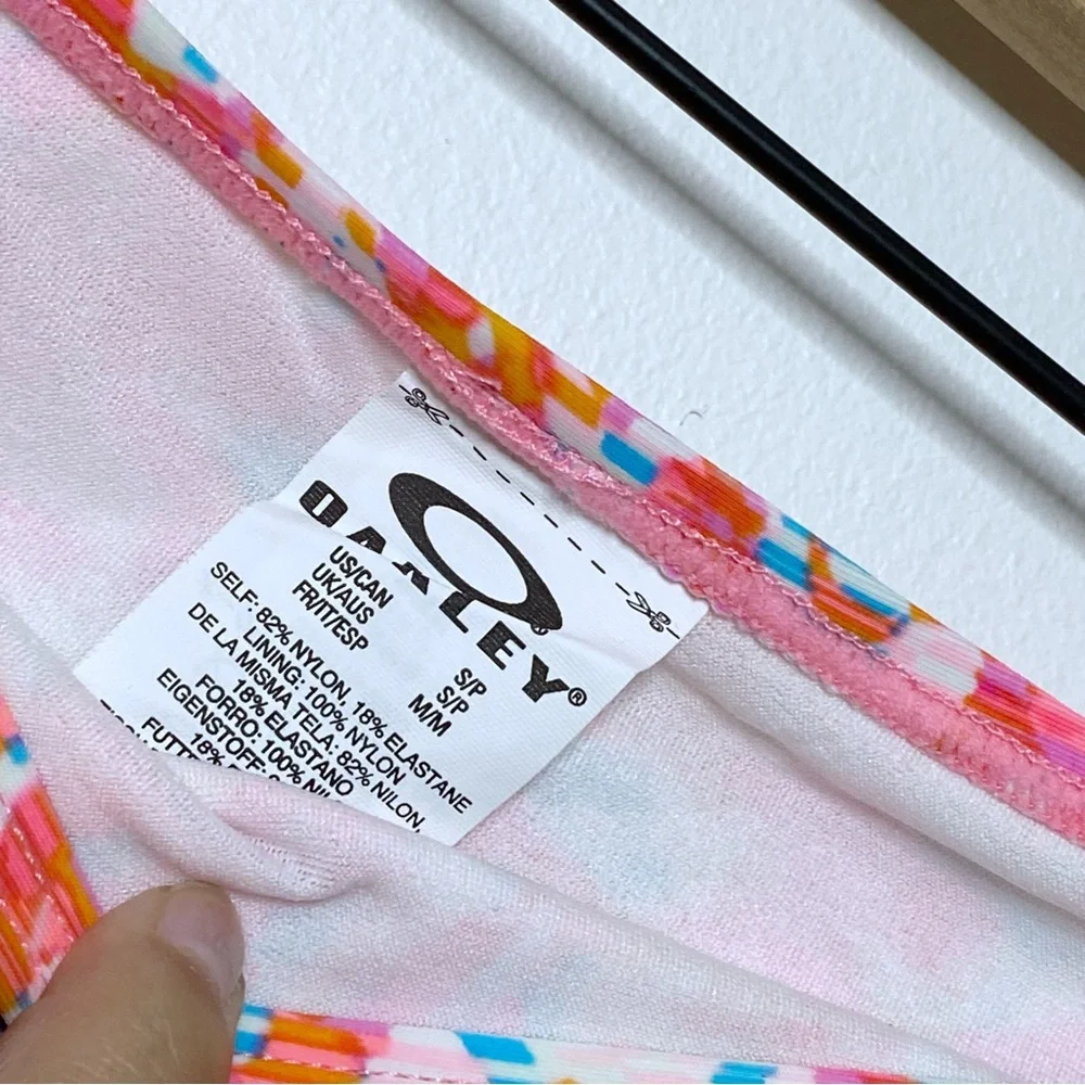 Oakley Pink Blue Striped Abstract Swim Bikini Bottoms - Small